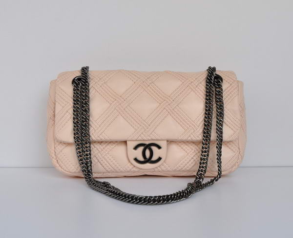 7A Replica Cheap Chanel Lambskin Leather Flap Bag A35850 Pink